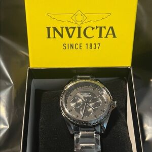 Invicta Angel Fire Lady 50112 SS Black 38mm VLT63 Quartz Chronograph Watch BNIB